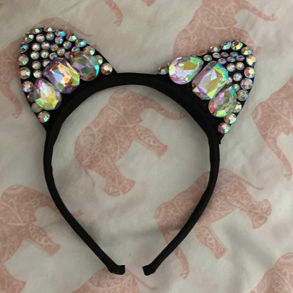Cat ears rhinestone headband
